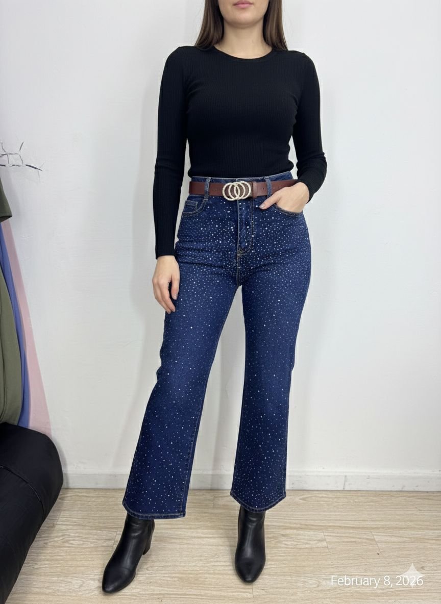 Pantalón wide leg jeans con strech - Tallas Xs, S y M